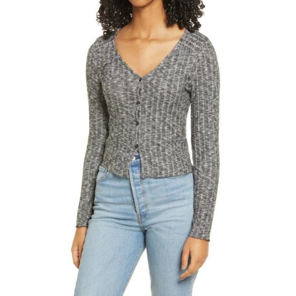 Socialite Gray Charcoal Button Front Cardigan NWOT Size Medium